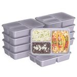 Bentgo 20-Piece Lightweight, Durable, Reusable BPA-Free 3-Compartment Containers - Microwave, Freezer, Dishwasher Safe - Lilac