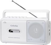 Gelielim Cassette Player Boombox, Portable AM/FM Radio Stereo, Cassette Tape Player Recorder with Big Speaker and Earphone Jack, Battery Operated or AC Powered Tape Recorder Cassette Player（White）