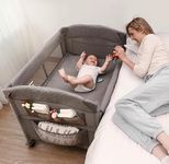 Baby Bedside Sleeper Bassinet Bed: 3-in-1 Portable Crib for Newborns, Side Sleeper for Babies, Toddler Play Pen