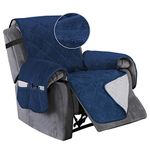 Turquoize Velvet Recliner Cover Recliner Chair Covers Quilted Recliner Covers for Large Recliner Non Slip Recliner Slipcovers with Elastic Straps Seat Width Up to 28" Cover for Recliner (28", Navy)