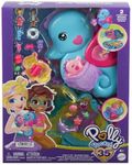 Polly Pocket Dolls & Playset with Pets & 13 Accessories, 2-in-1 Daddy & Me Seahorse Wearable Purse & Animal Toy, Starring Shani