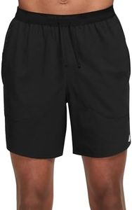 NIKE Mens Dri-Fit Stride 7-Inch Brief-Lined Running Short, Black/Black/Reflective Silver, X-large