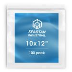 Spartan Industrial - 10” X 12” (100 Count) 2 Mil Clear Reclosable Zip Plastic Poly Bags with Resealable Lock Seal Zipper