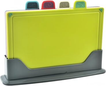 KAHEIGN 4 Piezas Tablas de Cortar de Plástico, 30CM x 20CM Tablas de Cortar Gruesas Antideslizantes Sin BPA Multicolores con Almacenamiento Soporte para Cocina Diferentes Tipos Alimentos (4 Colores)