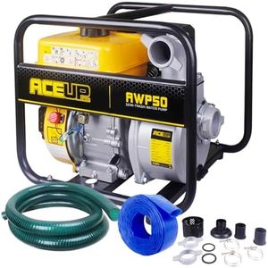 Aceup Energy Semi Trash Pump 2 Inch, 208cc 158 GPM 7HP Gas Powered Water Pump, Portable Irrigation with Hoses, EPA Certified