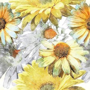 SOEWIOU 17.7"x118" 3D Sunflower Wallpaper Yellow Flowers Blossom Wallpaper DIY Self Adhesive Waterproof Boho Ink Floral Green Leaves Wall Paper Murals for Bedroom Living Room TV Sofa Background Home