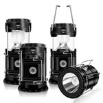 DIBMS 4-Pack Solar Camping Lantern, Collapsible LED Solar USB Rechargeable Lantern Flashlight Emergency Hanging Lights for Camping Hurricanes Power Outages Indoor Outdoor