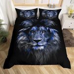 Homemissing Single Blue Lion Bedding Set Wildlife Park Fur Duvet Cover 3D Wildlife Breathable Bed Set Wildlife Decoration Crack Design Brick House Decoration