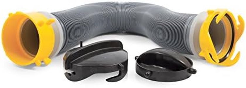 Camco 39664 Deluxe 5' Sewer Hose Extension - Heavy Duty Design with Swivel Fittings, Easy To Use and Compresses For Simple Storage, Storage Caps Included , Gray