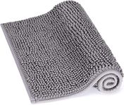 Lifewit Non-slip 61 × 43 cm Chenille Bath Mat, Easy to Clean Bathroom Mats, Soft Shower Rug, Grey