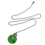 SOLUSTRE Ceiling Fan Pull Chain Ornaments Crystal Glass Ice Cracked Ball String Pull Cord Extension Pull Decorative Chain extender for Ceiling Fan Light and Lamps ï¼ˆ Green, 21inch ï¼‰