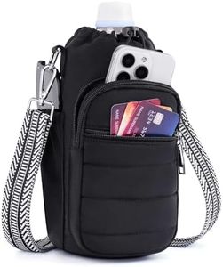 Lexiyat Water Bottle Bag 40 oz Crossbody Water Bottle Holder for Walking Hiking Insulated Compartment Carrier Purse with Adjustable Strap Black