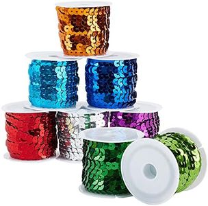 PH PandaHall 40 Yards 6mm Flat Sequin Strip 8 Color Spangle Flat Sequins Trim Paillette Spool String Shiny Trim Sewing String for Sports Events Mardi Gras Dress Embellish Headband Mermaid Costume