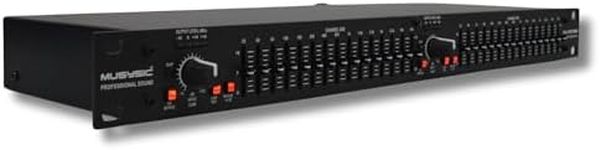 MUSYSIC MU-EQ15B Professional Dual 15-Band Stereo Graphic Digital Equalizer Crystal Clear Sound Quality, Versatile Connectivity Equalizer Home Audio Includes 1-Year Warranty