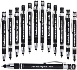 KOLOWKO Personalized 2 in 1 stylus Ballpoint pen, up to 1000 bulk/Custom Engraved Name, Text, Message - ballpoint pen for business, graduation, anniversary, communion gifts