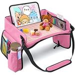 [New Version] Car Seat Organizer Kids Travel Tray for Kids Essentials Carseat Table Tray Road Trip Activities Toddlers Activities in Car Seat, Stroller, Airplane