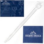 Brewing America Glass Wine Thief for Brewing Wine - Hand Blown Borosilicate 3.3 Long and Narrow for Testing Wine, Beer- Made in the USA