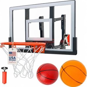 Efficraft Mini Basketball Hoop Indoor 25 Inch, Adjustable-Height Wall Mounted Hoop, Silent Basketball Backboard&Rim, Indoor Wall Basketball Hoop Shatter-Proof, Mini Hoop 2 Ball