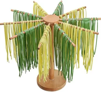Beech Wood Pasta Drying Rack, 10-Arm Large Capacity, Detachable Fresh Spaghetti Noodle Tree Hanger, Larger Drying Area for Faster Drying Pasta, Prevents from Sticking