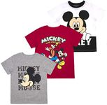 Disney boys Mickey Mouse Short Sleeve T-shirt pack of 3, Mickey, 2 Years