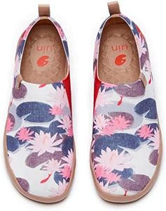 UIN Women's Comfortable Slip On Shoes Lightweight Art Painted Travel Shoes Monet The Water-Lily Pond V1 (10)