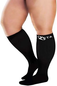 Zeta Wear Plus Size Support Socks - Wide Calf Compression, Great for Travel & Flights, Women Love Its Amazing Fit, Cotton-Rich Comfort & Soothing Relief, 1 Pair, 3XL, Black