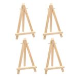 Qancekoo 4pcs Mini Pine Wood Easels Desk Display Small Easel Triangle Frame Wedding Table Card Stand Holder for Wedding Card Painting Craft Drawing Photos Numbering Place Name Card