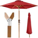 Best Choice Products 10ft Market Umbrella, Outdoor Sun Shade for Backyard, Deck, Poolside, Table w/Woodgrain Pattern, Easy Tilt & Crank - Red
