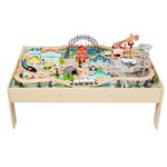 Amazon Basics 120-piece Train Set and Table, Multicolor, 119 cm x 83.8 cm x 50.8 cm