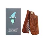 Well Groomed Wizard Folding Sandalwood Beard Comb, Wooden Anti-Static Beard Grooming Comb for Men