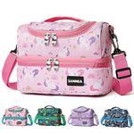 Nasjac Lunch Bag for Kids,Thermal Insulated Tiffin Bags for Kids Two Layer, Lunch Tote Bag with Removable Shoulder Straps, Travel Lunch Bags for School Picnic Outdoor