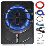 Yaeccc 10" 800W Slim Under Seat Car Subwoofer, Blue LED Ambient-Light for Car Truck Active Subwoofer,Car Audio Subwoofers Built-in Amplifier