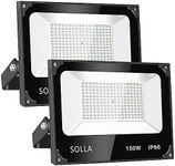 SOLLA 150W Led Flood Light, 2 Pack 15000lm 6000K Daylight White Exterior Flood Lighting, Outdoor Indoor Flood Light Fixture Landscape Security Floodlight Spotlight for Yard, Garden, Garage, Rooftop