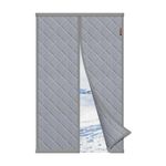 MAGZO Thermal Door Curtain 120 X 220cm, Update Oxford Cloth Magnetic Insulated Door Cover to Keep Warm, Windproof Soundproofing Front Door Curtain for Winter, Grey