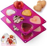 Rycore Heart Shaped Silicone Mold - Perfect for Baking Mini Heart-Shaped Cakes, Chocolates, and More - Easy to Use and Clean [2 Pack Purple]