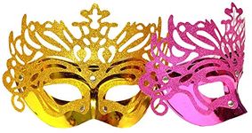 Funcart Masquerade Mask for Men & Women Ultralight Metal Mask Shiny Metal Glitter Venetian Pretty Party Evening Prom Ball Mask-Pack of 3