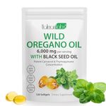 1 Pack Oregano Oil Supplement, Oil of Oregano Softgels, Organic Oregano Oil Supplement Capsules, 2 in 1 6000mg Oil of Oregano with Black Seed Oil