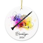 Clarinet Ornament, Custom Clarinet Xmas 2024 Present for Clarinet Lover, Music Lover Gift, Clarinet Teacher Ornament Keepsake, Customized Name Year Clarinet Player Keepsake Gift Hanging On Xmas Tree