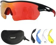OUTDOORSPARTA Sports Sunglasses(1. Black Frame, Full Lens Mirrored Red)