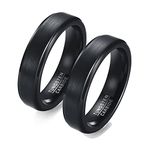 Promise Ring Sets for Him and Her Black, 5MM Matte Wedding Bands Tungsten for Him and Her, Women 6 & Men 9