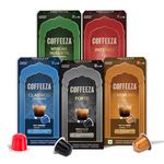 COFFEEZA Favorites Variety Pack Coffee Pods - 50 Aluminium Coffee Capsules - 275 Gm