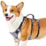 Huntboo Escape Proof Dog Harness Medium, Anti-Pull Dog Harness with Handle, Breathable, Adjustable, Reflective Dog Harnesses, Lightweight Dog Harness for Small and Large Dogs Outdoor (Black,M)