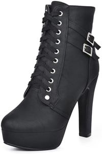 Susanny Heeled Boots for Women Ankle Booties Sexy High Heels Platform Lace up Black Booties with Heel 6.5 US (CN Size_39)