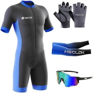 Summer Cycling Skinsuit Triatlón for Hombres,2024 Nuevo Pro Manga Corta Traje de Ciclismo, Racing Tri Suit de Acolchado de Gel, MTB Mono para Correr, Andar en Bicicleta, Nadar (TYP-5,L)