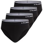 FM London (4-Pack Men's Bamboo Briefs - Comfortable Underwear Briefs with Tagless Waist - Stretch Fit Pants with No Front Opening - Multipack Black