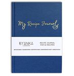 BYANIKA Recipe Book For Own Recipes | Create Your Own Cookbook Journal | Hardback Notebook | Blank Diary To Write In | Cooking Organiser Family Cook Books | Foodie Baking Kitchen Gifts (Sapphire Blue)