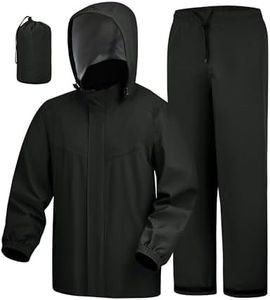 iCreek Rain Suit Waterproof Hooded Rain Gear Breathable Lightweight Packable Rain Jacket Pants Men Women for Hiking Fish Golf (Black, XL)