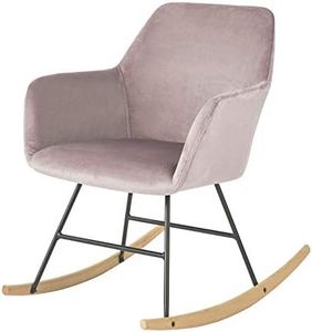 SoBuy® FST68-P Chaise à Bascule avec Accoudoirs Fauteuil à Bascule Rocking-Chair Fauteuil de Relaxation Pieds en Métal et Bois Confortable de Qualité Luxe (Rose)