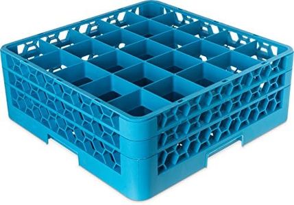 Carlisle FoodService Products RG25-214 OptiClean 25 Compartment Glass Rack with 2 Extenders, Blue , 7.12"
