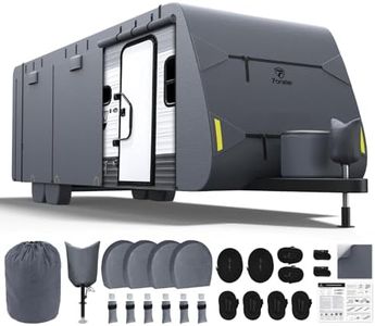 Fonzier RV Cover 34-37ft: Extra Thick 7 Layers Travel Trailer Cover with 4 Tire Covers, Waterproof Camper Cover, Extra Windproof Ropes, Gutter Cover, Rip-Stop Anti-UV